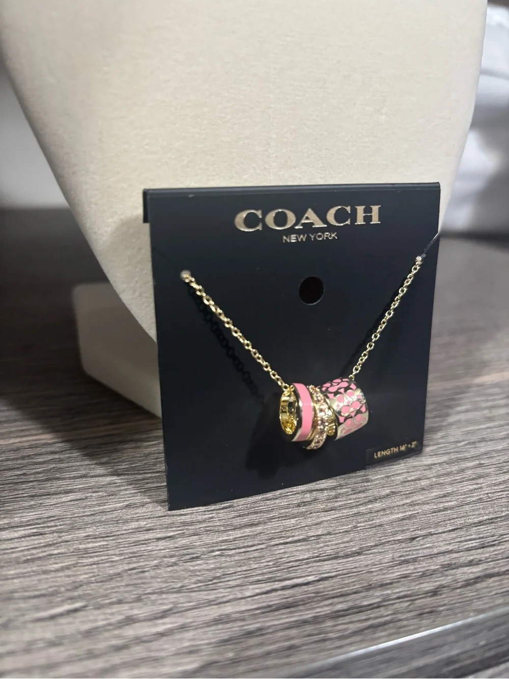 NWT Coach Signature C Enamel Rondell Necklace in gold